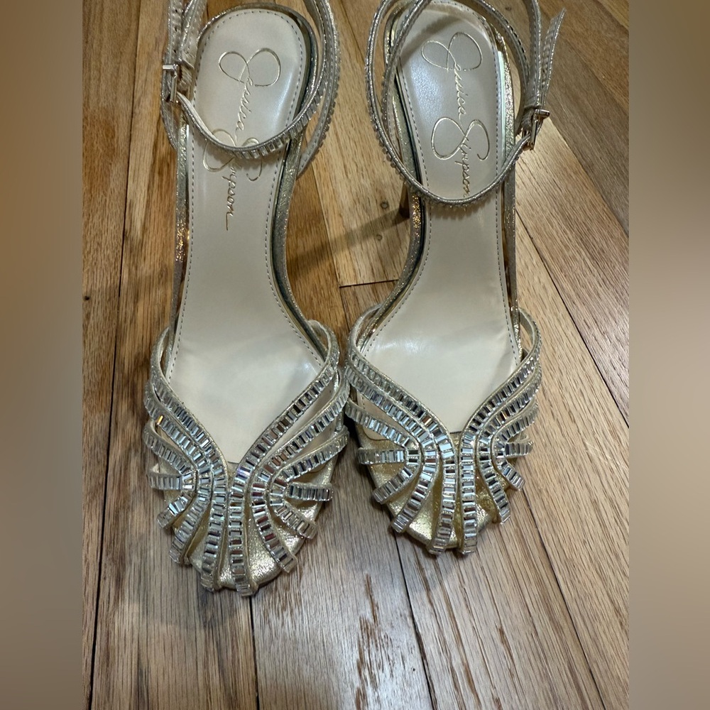 Jessica Simpson Gold Embellished Strappy Heels